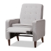 Baxton Studio Mathias Mid-century Modern Light Grey Fabric Upholstered Lounge Chair - BSO1705-Light Gray