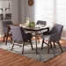 Baxton Studio Monte Mid-Century Modern Walnut Wood Rectangular 5-Piece Dining Set - BSOMonte-Dark Grey-5PC Dining Set
