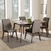 Baxton Studio Kimberly Mid-Century Modern Beige and Brown Fabric 5-Piece Dining Set - BSOKimberly-Brown-5PC Dining Set
