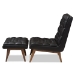 Baxton Studio Annetha Mid-Century Modern Black Faux Leather Upholstered Walnut Finished Wood Chair And Ottoman Set - BSOBBT5272-Pine Black Set