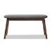 Baxton Studio Easton Mid-Century Modern Dark Grey Fabric Upholstered Walnut Finished Wood Bench - BSOEaston Bench-Dark Grey