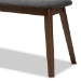 Baxton Studio Easton Mid-Century Modern Dark Grey Fabric Upholstered Walnut Finished Wood Bench - BSOEaston Bench-Dark Grey