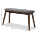Baxton Studio Easton Mid-Century Modern Dark Grey Fabric Upholstered Walnut Finished Wood Bench - BSOEaston Bench-Dark Grey