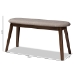 Baxton Studio Easton Mid-Century Modern Light Grey Fabric Upholstered Walnut Finished Wood Bench - BSOEaston Bench-Light Grey
