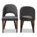 Baxton Studio Wesley Mid-Century Modern Dark Grey Fabric Upholstered Walnut Finished Wood Dining Chair (Set of 2) - BSOWesley-Dark Grey-DC