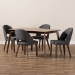 Baxton Studio Wesley Mid-Century Modern Dark Grey Fabric Upholstered Walnut Finished Wood 5-Piece Dining Set - BSOWesley-Dark Grey-5PC Dining Set