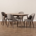 Baxton Studio Wesley Mid-Century Modern Light Grey Fabric Upholstered Walnut Finished Wood 5-Piece Dining Set - BSOWesley-Light Grey-5PC Dining Set