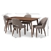 Baxton Studio Wesley Mid-Century Modern Light Grey Fabric Upholstered Walnut Finished Wood 5-Piece Dining Set - BSOWesley-Light Grey-5PC Dining Set