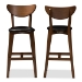 Baxton Studio Eline Mid-Century Modern Black Faux Leather Upholstered Walnut Finished Bar Stool (Set of 2) - BSOLeena-Black/Walnut-BS