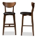 Baxton Studio Eline Mid-Century Modern Black Faux Leather Upholstered Walnut Finished Bar Stool (Set of 2) - BSOLeena-Black/Walnut-BS