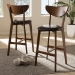 Baxton Studio Eline Mid-Century Modern Black Faux Leather Upholstered Walnut Finished Bar Stool (Set of 2) - BSOLeena-Black/Walnut-BS