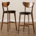 Baxton Studio Eline Mid-Century Modern Black Faux Leather Upholstered Walnut Finished Bar Stool (Set of 2) - BSOLeena-Black/Walnut-BS