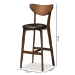 Baxton Studio Eline Mid-Century Modern Black Faux Leather Upholstered Walnut Finished Bar Stool (Set of 2) - BSOLeena-Black/Walnut-BS