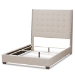 Baxton Studio Georgette Modern and Contemporary Light Beige Fabric Upholstered King Size Bed - BSOCF8957-Light Beige-King