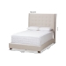 Baxton Studio Georgette Modern and Contemporary Light Beige Fabric Upholstered King Size Bed - BSOCF8957-Light Beige-King