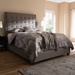 Baxton Studio Georgette Modern and Contemporary Light Grey Fabric Upholstered King Size Bed - BSOCF8957-Light Grey-King