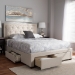 Baxton Studio Aurelie Modern and Contemporary Light Beige Fabric Upholstered Queen Size Storage Bed - BSOCF8622-D-Light Beige-Queen
