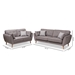 Baxton Studio Miranda Mid-Century Modern Light Grey Fabric Upholstered 2-Piece Living Room Set - BSOR2006-Grey-2PC-Set