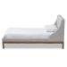 Baxton Studio Louvain Modern and Contemporary Greyish Beige Fabric Upholstered Walnut-Finished Twin Sized Platform Bed - BSOBBT6696-Greyish Beige-Twin