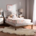 Baxton Studio Louvain Modern and Contemporary Greyish Beige Fabric Upholstered Walnut-Finished Twin Sized Platform Bed - BSOBBT6696-Greyish Beige-Twin