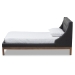 Baxton Studio Louvain Modern and Contemporary Dark Grey Fabric Upholstered Walnut-Finished Twin Sized Platform Bed - BSOBBT6696-Dark Grey-Twin