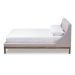Baxton Studio Louvain Modern and Contemporary Greyish Beige Fabric Upholstered Walnut-Finished Full Sized Platform Bed - BSOBBT6696-Greyish Beige-Full