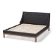 Baxton Studio Louvain Modern and Contemporary Dark Grey Fabric Upholstered Walnut-Finished Full Sized Platform Bed - BSOBBT6696-Dark Grey-Full