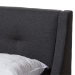 Baxton Studio Louvain Modern and Contemporary Dark Grey Fabric Upholstered Walnut-Finished Full Sized Platform Bed - BSOBBT6696-Dark Grey-Full