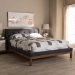 Baxton Studio Louvain Modern and Contemporary Dark Grey Fabric Upholstered Walnut-Finished Full Sized Platform Bed - BSOBBT6696-Dark Grey-Full