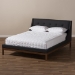 Baxton Studio Louvain Modern and Contemporary Dark Grey Fabric Upholstered Walnut-Finished Full Sized Platform Bed - BSOBBT6696-Dark Grey-Full