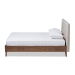 Baxton Studio Alinia Mid-century Retro Modern Light Beige Fabric Upholstered Walnut Wood King Size Platform Bed - BSOBBT6729-Light Beige-King