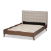 Baxton Studio Alinia Mid-century Retro Modern Light Beige Fabric Upholstered Walnut Wood King Size Platform Bed - BSOBBT6729-Light Beige-King