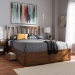 Baxton Studio Raurey Modern and Contemporary Walnut Finished Queen Size Storage Platform Bed - BSOMG5110-Walnut-Queen