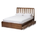 Baxton Studio Raurey Modern and Contemporary Walnut Finished Queen Size Storage Platform Bed - BSOMG5110-Walnut-Queen