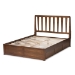 Baxton Studio Raurey Modern and Contemporary Walnut Finished Queen Size Storage Platform Bed - BSOMG5110-Walnut-Queen