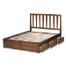 Baxton Studio Raurey Modern and Contemporary Walnut Finished Queen Size Storage Platform Bed - BSOMG5110-Walnut-Queen