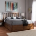 Baxton Studio Raurey Modern and Contemporary Walnut Finished Queen Size Storage Platform Bed - BSOMG5110-Walnut-Queen