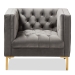 Baxton Studio Zanetta Luxe and Glamour Grey Velvet Upholstered Gold Finished Lounge Chair - BSOTSF-7723-Grey/Gold