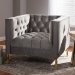Baxton Studio Zanetta Luxe and Glamour Grey Velvet Upholstered Gold Finished Lounge Chair - BSOTSF-7723-Grey/Gold
