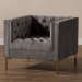 Baxton Studio Zanetta Luxe and Glamour Grey Velvet Upholstered Gold Finished Lounge Chair - BSOTSF-7723-Grey/Gold