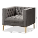 Baxton Studio Zanetta Luxe and Glamour Grey Velvet Upholstered Gold Finished Lounge Chair - BSOTSF-7723-Grey/Gold