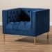 Baxton Studio Zanetta Luxe and Glamour Navy Velvet Upholstered Gold Finished Lounge Chair - BSOTSF-7723-Navy/Gold