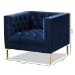 Baxton Studio Zanetta Luxe and Glamour Navy Velvet Upholstered Gold Finished Lounge Chair - BSOTSF-7723-Navy/Gold