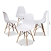 Baxton Studio Sydnea Mid-Century Modern White Acrylic Brown Wood Finished Dining Chair (Set of 4) - BSO160529-White