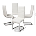 Baxton Studio Marlys Modern and Contemporary White Faux Leather Upholstered Dining Chair (Set of 4) - BSODC004-White-4PC-Set