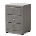 Baxton Studio Tessa Modern and Contemporary Grey Fabric Upholstered 3-Drawer Nightstand