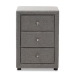Baxton Studio Tessa Modern and Contemporary Grey Fabric Upholstered 3-Drawer Nightstand - BSOBBT3138-Grey-NS