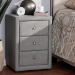 Baxton Studio Tessa Modern and Contemporary Grey Fabric Upholstered 3-Drawer Nightstand - BSOBBT3138-Grey-NS
