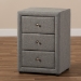 Baxton Studio Tessa Modern and Contemporary Grey Fabric Upholstered 3-Drawer Nightstand - BSOBBT3138-Grey-NS
