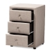Baxton Studio Tessa Modern and Contemporary Beige Fabric Upholstered 3-Drawer Nightstand - BSOBBT3138-Beige-NS